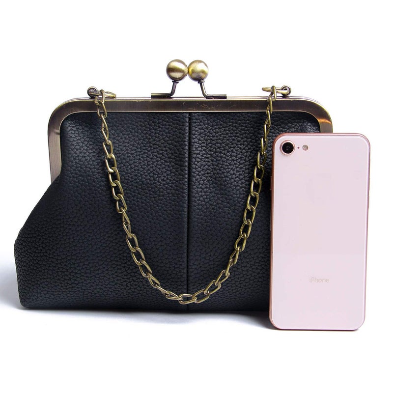 Lanpet Women Classical Kiss Lock Clutch with Chain Strap Shoulder Bag Purse Wallet - Image 4